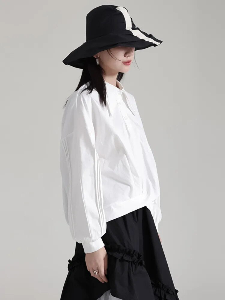 Marigold Shadows Shirts Hota Gathered Blouse - White