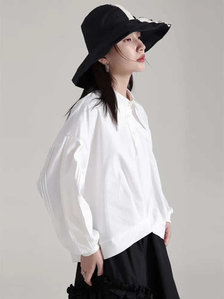 Marigold Shadows Shirts Hota Gathered Blouse - White