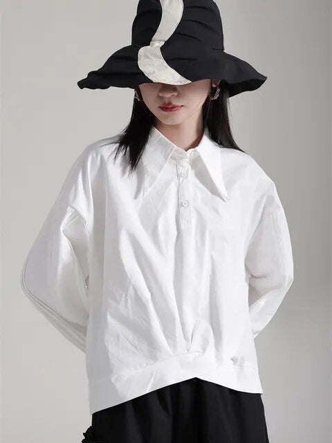 Marigold Shadows Shirts Hota Gathered Blouse - White
