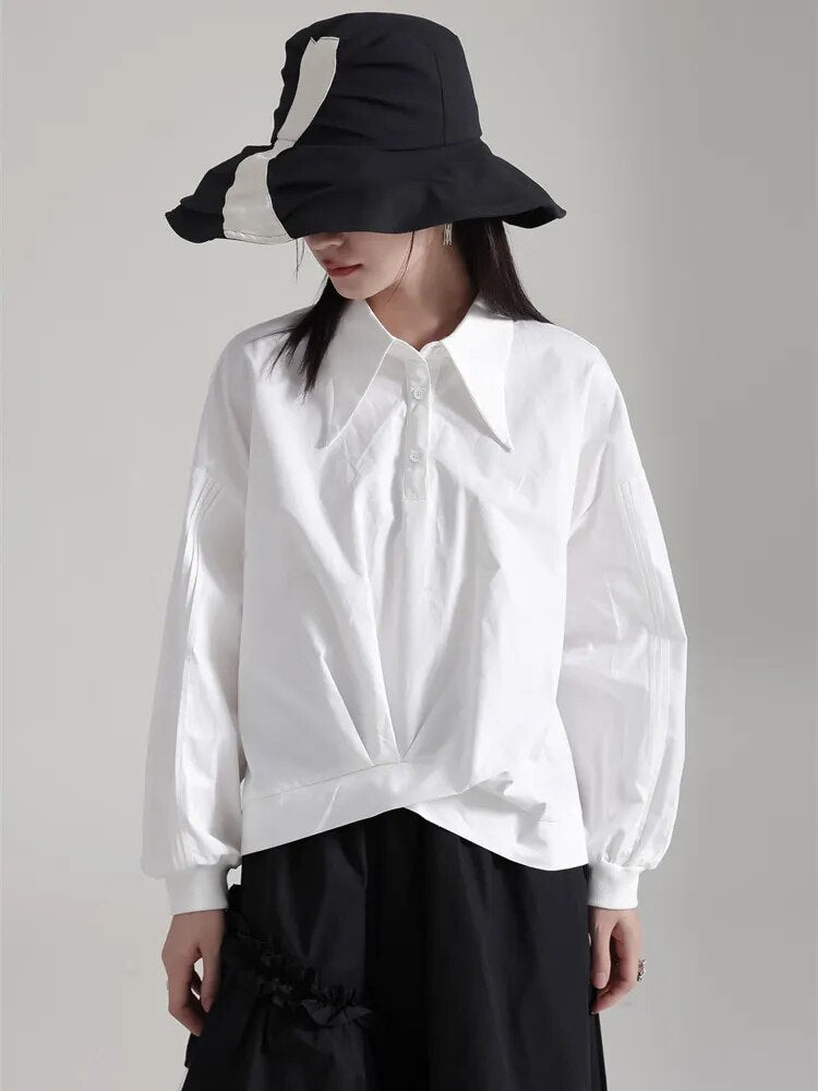 Marigold Shadows Shirts Hota Gathered Blouse - White