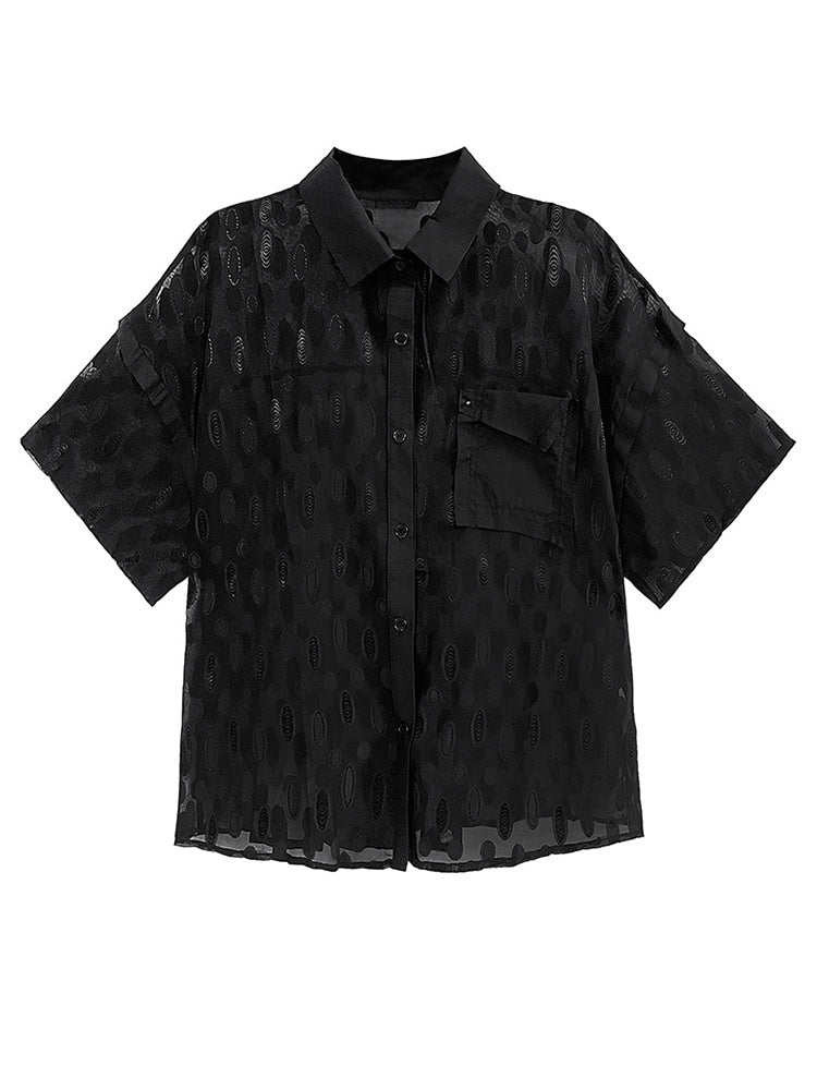 Marigold Shadows Shirts Kozan Sheer Ovals Blouse - Black