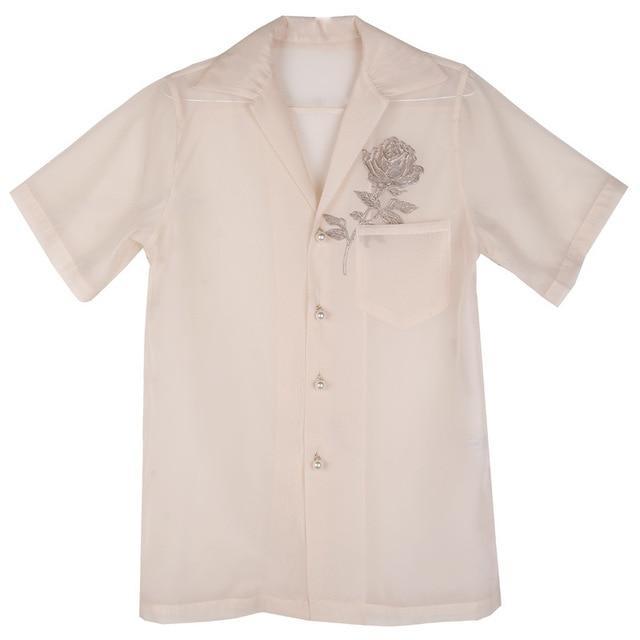 Marigold Shadows shirts Kyoko Pearl Short Sleeve Thin Shirt