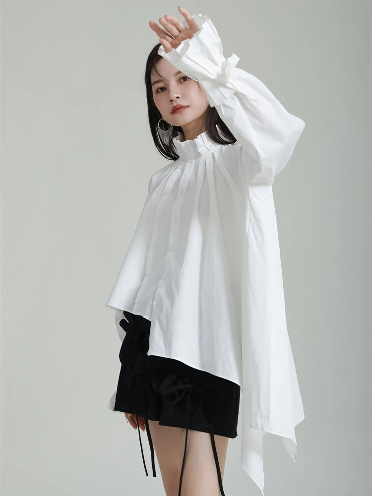 Marigold Shadows Shirts Ladada Pleated Collar Blouse