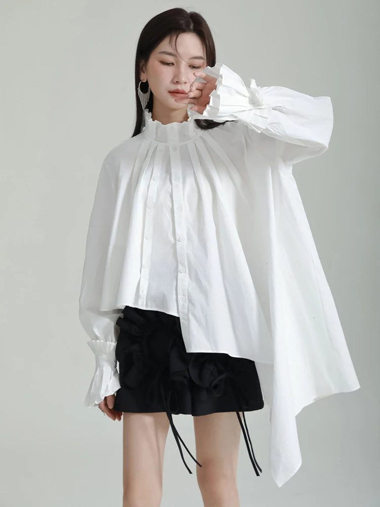 Marigold Shadows Shirts Ladada Pleated Collar Blouse