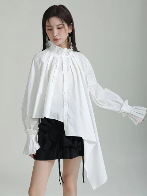 Marigold Shadows Shirts Ladada Pleated Collar Blouse