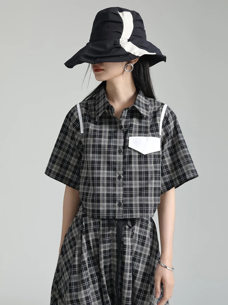 Marigold Shadows Shirts Lupada Plaid Crop Shirt