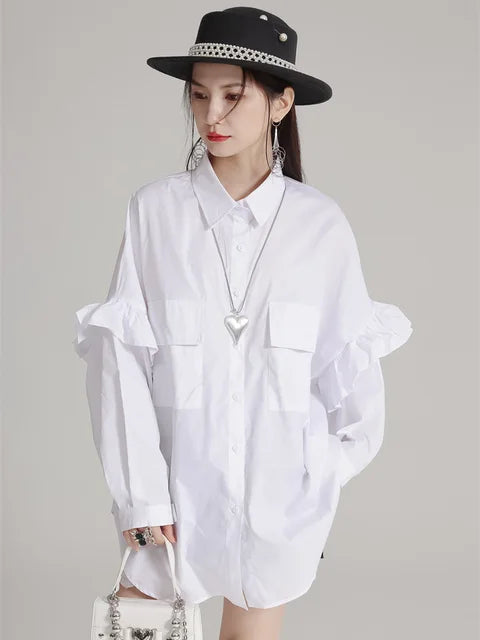 Marigold Shadows Shirts Majick Ruffled Blouse