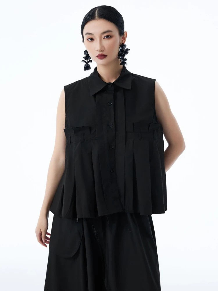 Marigold Shadows Shirts ***Marchh Pleated Tank