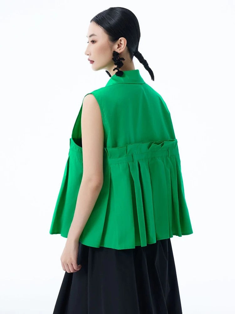 Marigold Shadows Shirts ***Marchh Pleated Tank