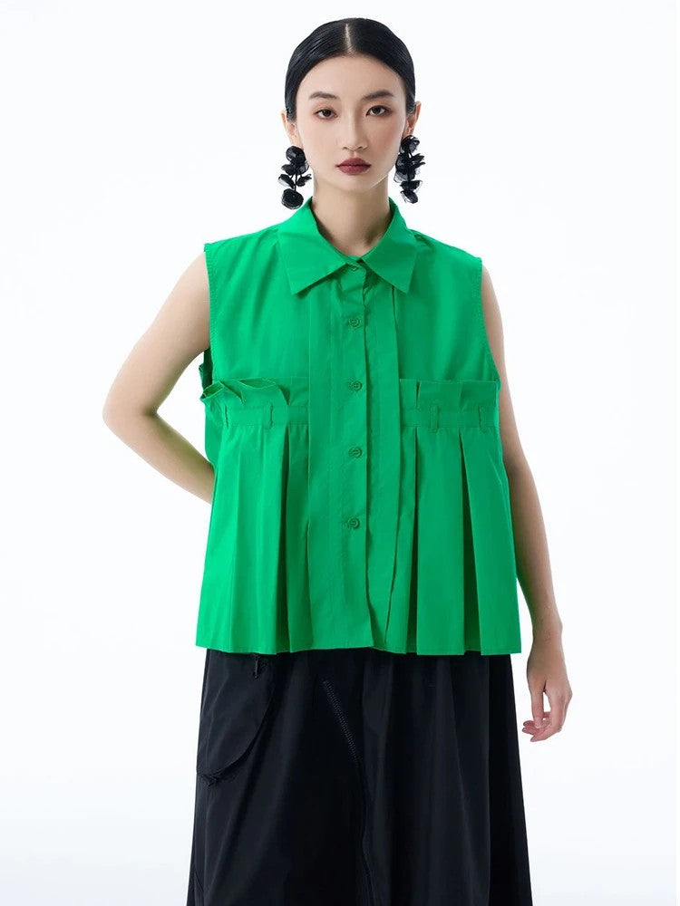 Marigold Shadows Shirts ***Marchh Pleated Tank
