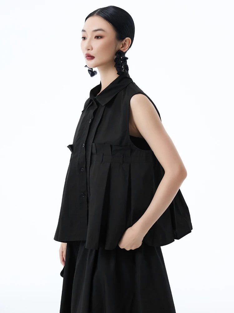 Marigold Shadows Shirts ***Marchh Pleated Tank