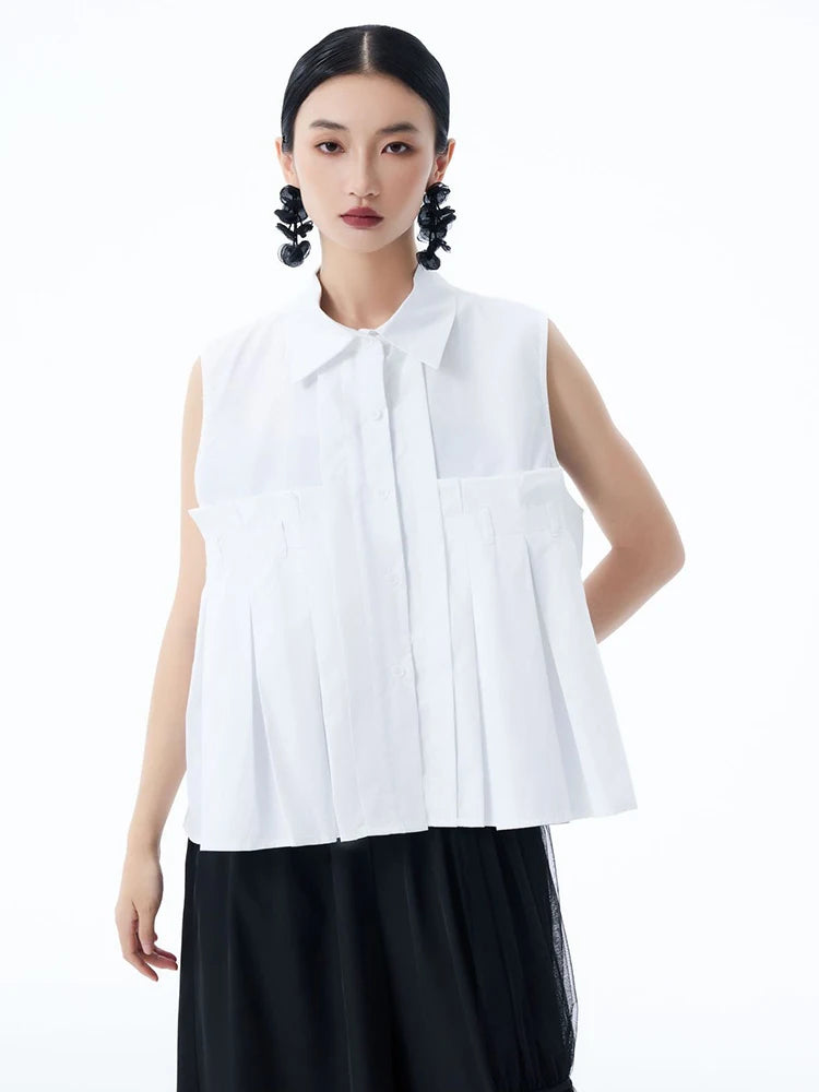 Marigold Shadows Shirts ***Marchh Pleated Tank