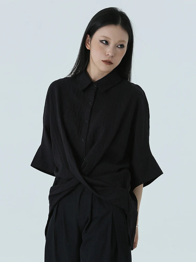 Marigold Shadows Shirts Marga Short Sleeve Blouse - Black