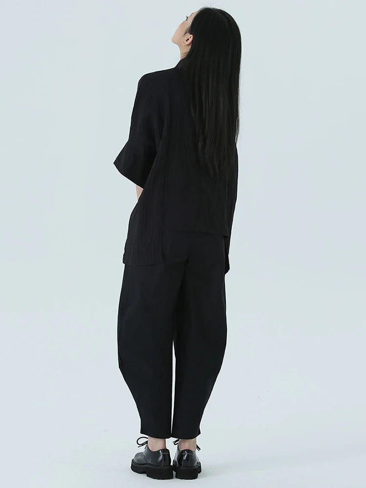 Marigold Shadows Shirts Marga Short Sleeve Blouse - Black