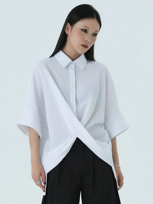 Marigold Shadows Shirts Marga Short Sleeve Blouse - White