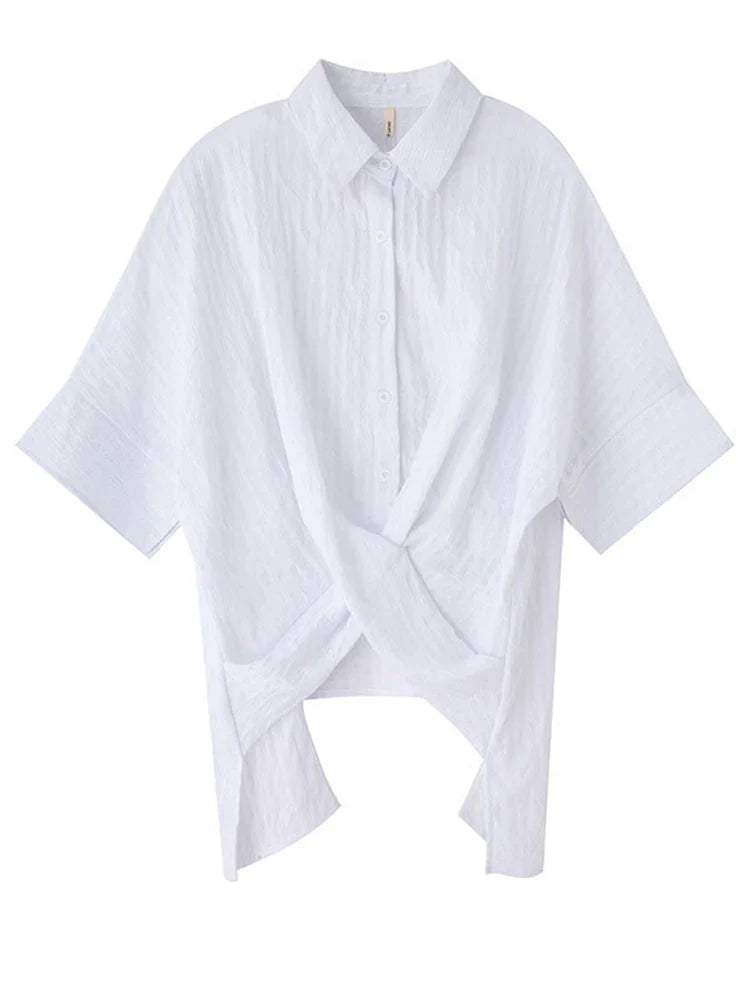 Marigold Shadows Shirts Marga Short Sleeve Blouse - White