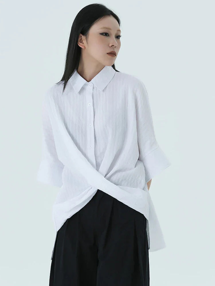 Marigold Shadows Shirts Marga Short Sleeve Blouse - White