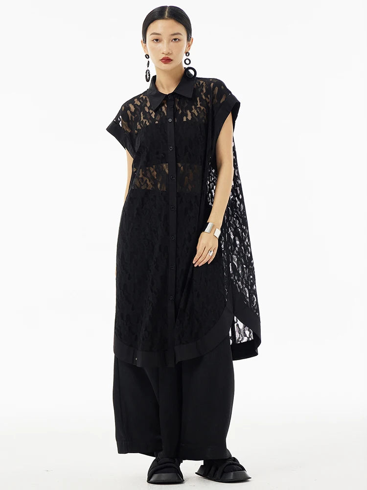 Marigold Shadows Shirts Merrka Sheer Sleeveless Shirt