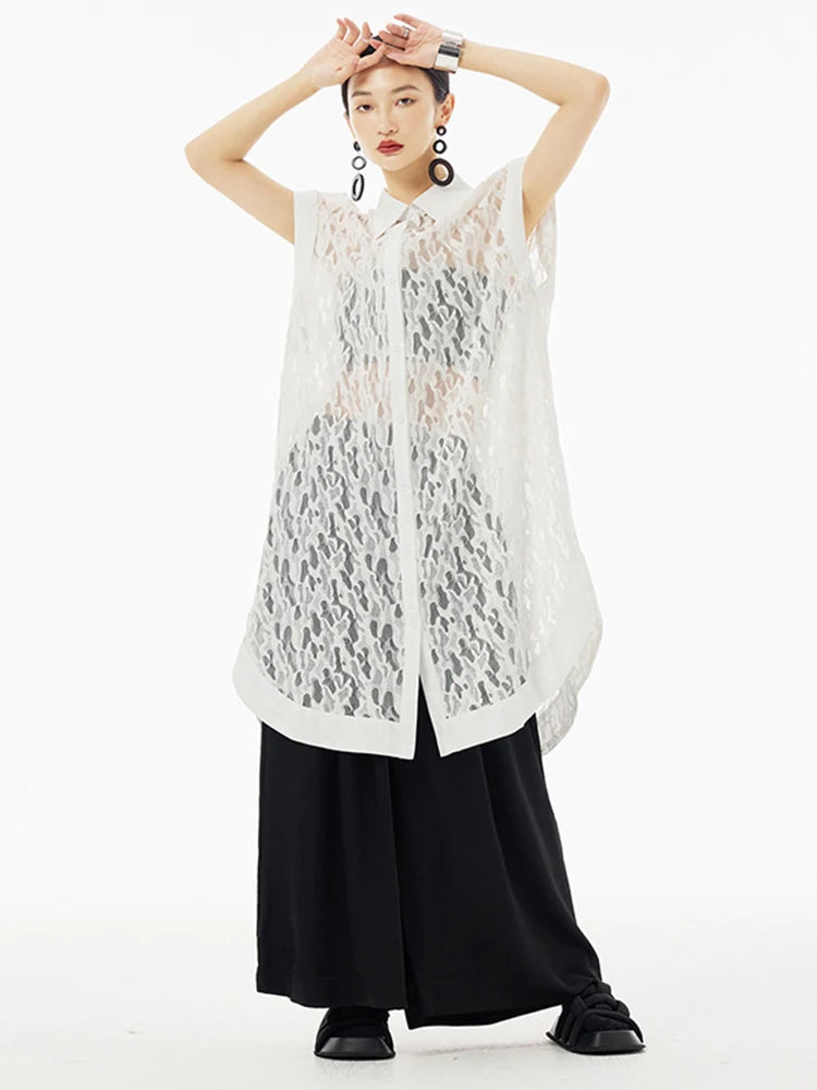 Marigold Shadows Shirts Merrka Sheer Sleeveless Shirt