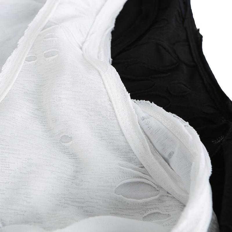 Marigold Shadows shirts Motoko Destroyed Sleeveless Tank Top - White