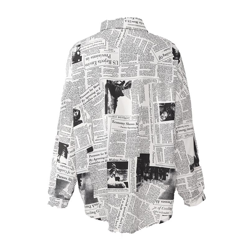 Marigold Shadows shirts Mutsuko Newspaper Print Long Sleeve Shirt