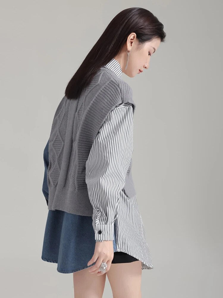 Noupa Color-block Asymmetrical Shirt – Marigold Shadows