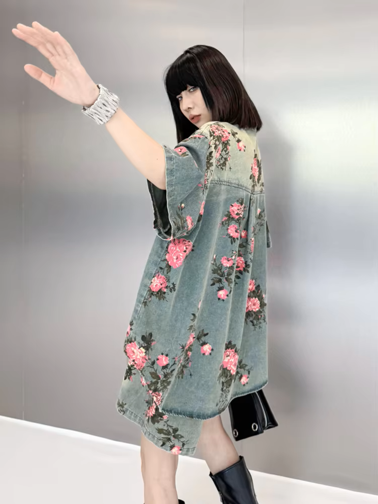 Rosette Rose Denim Set
