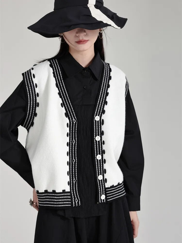 Marigold Shadows Shirts Rossi Knit Vest - Black