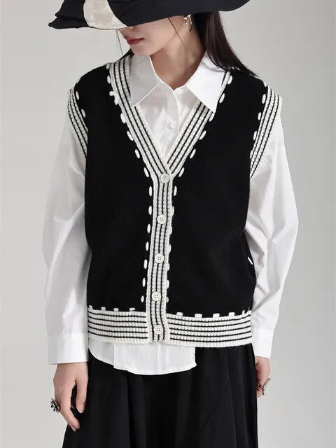 Marigold Shadows Shirts Rossi Knit Vest - Black