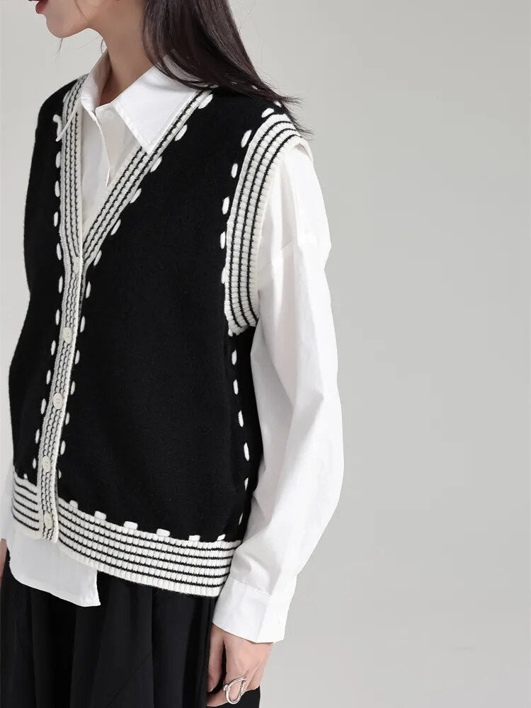 Marigold Shadows Shirts Rossi Knit Vest - Black