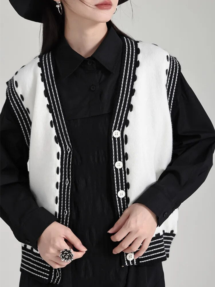 Marigold Shadows Shirts Rossi Knit Vest - White