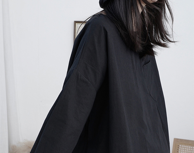 Marigold Shadows shirts Saburo Irregular Long Sleeve Shirt - Black