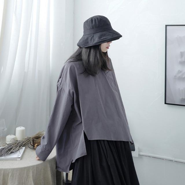 Marigold Shadows shirts Saburo Irregular Long Sleeve Shirt - Gray