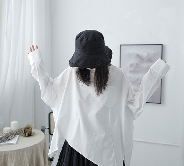 Marigold Shadows shirts Saburo Irregular Long Sleeve Shirt - White