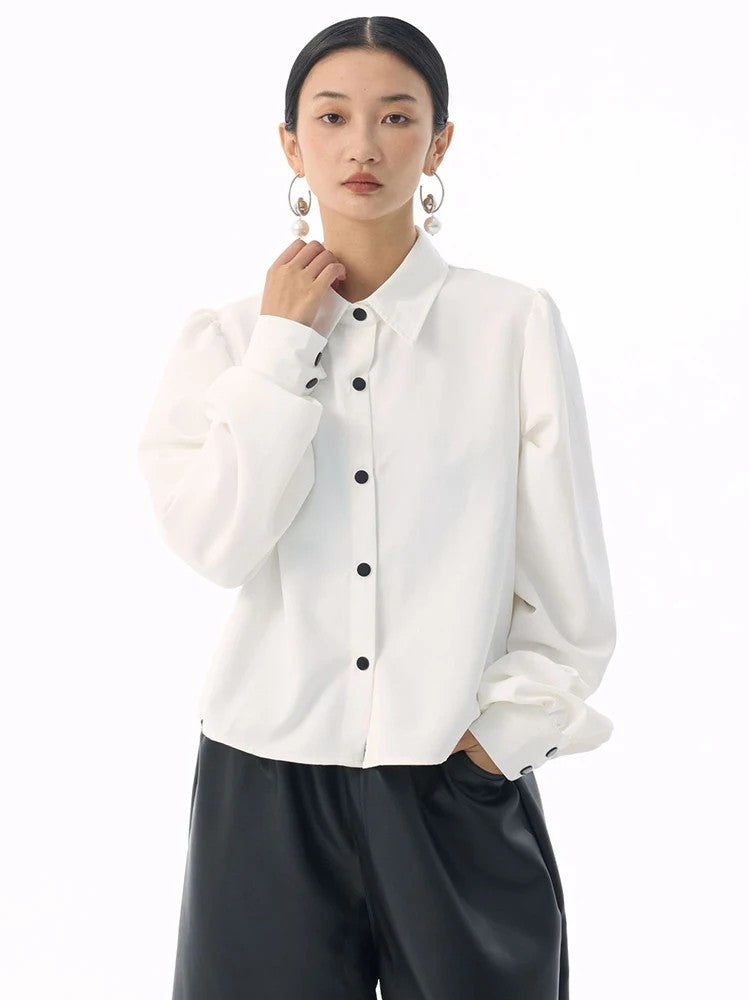 Marigold Shadows Shirts *** Samai Puff Sleeve Button Up