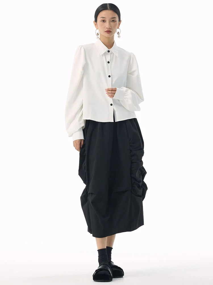 Marigold Shadows Shirts *** Samai Puff Sleeve Button Up