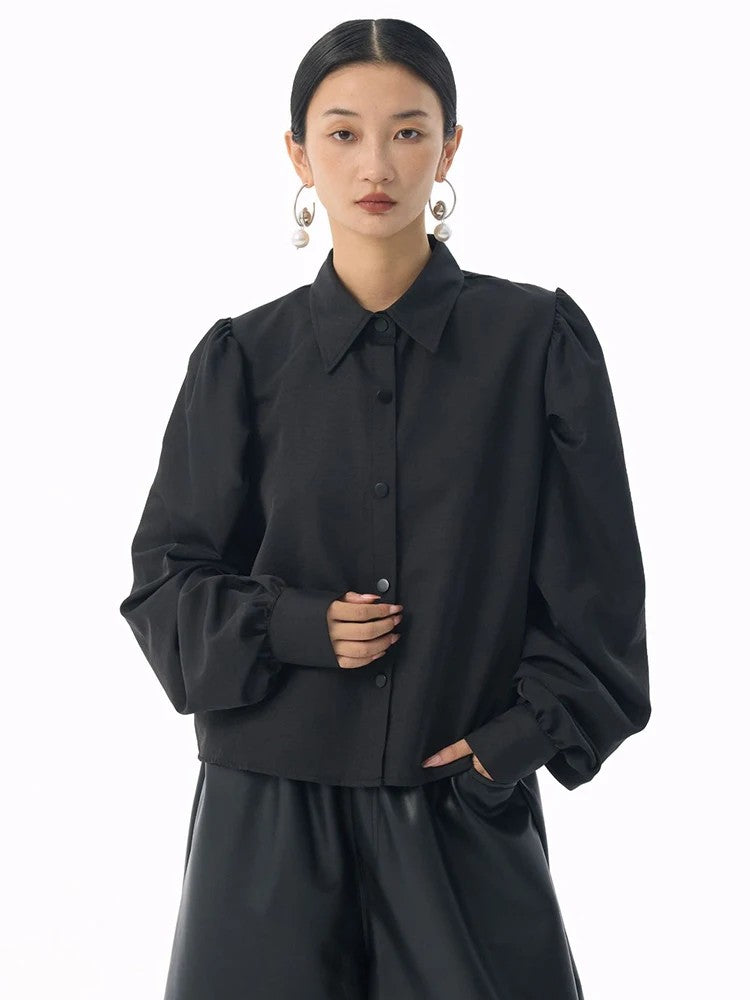 Marigold Shadows Shirts *** Samai Puff Sleeve Button Up