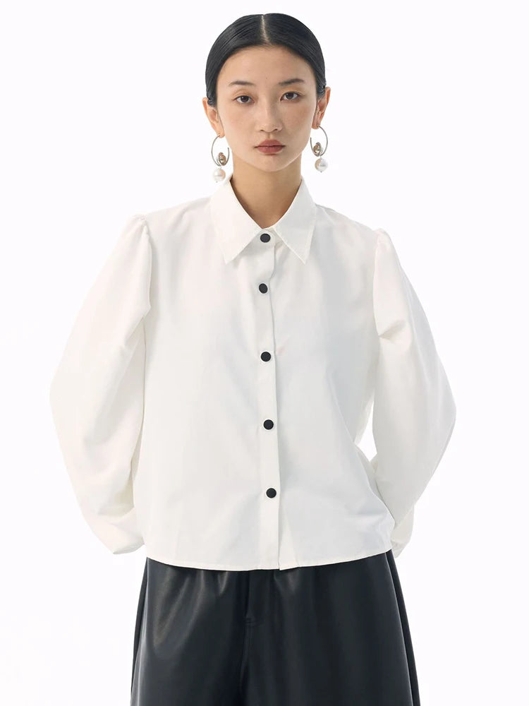 Marigold Shadows Shirts *** Samai Puff Sleeve Button Up