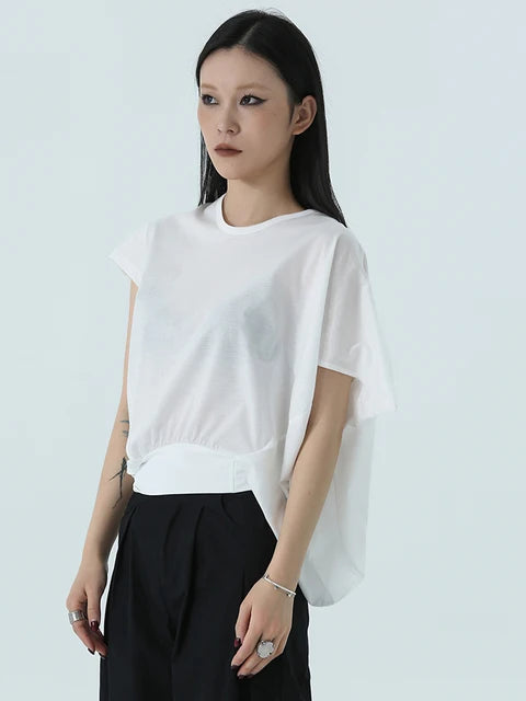 Marigold Shadows Shirts Sandee Asymmetrical Round Neck Shirt