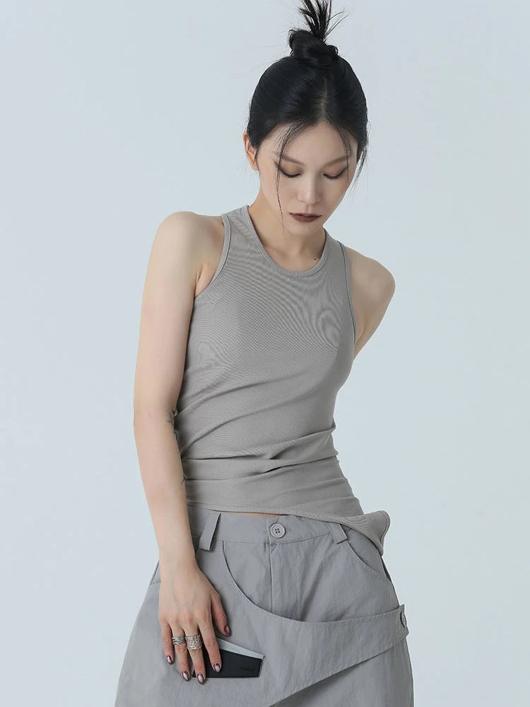 Marigold Shadows Shirts Santdee Irregular Tank - Gray