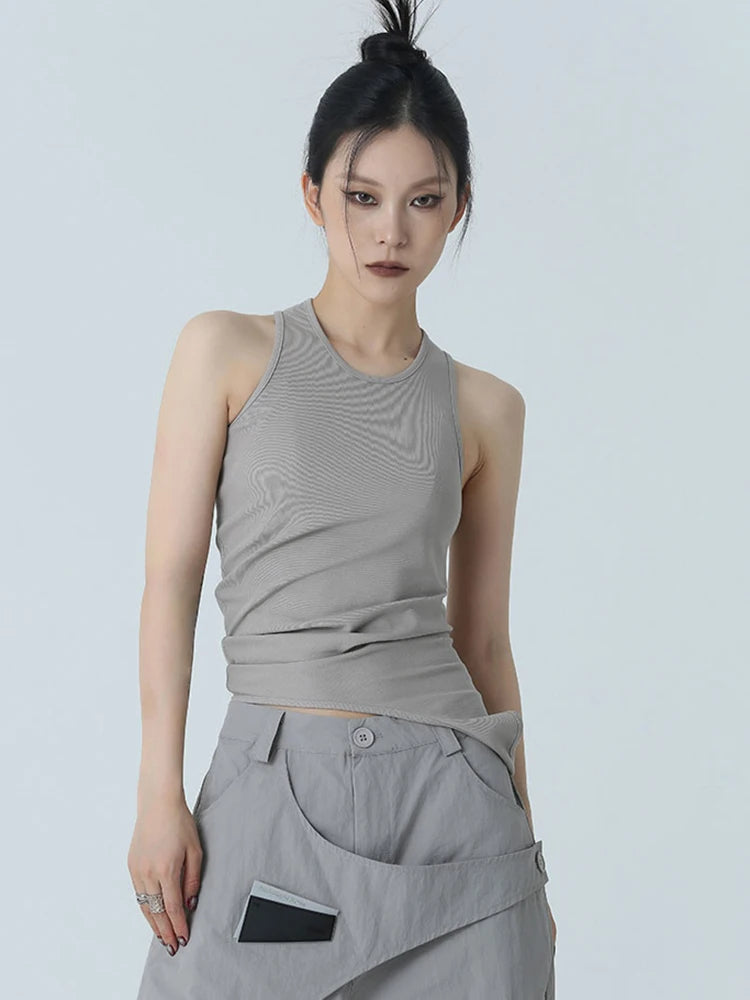 Marigold Shadows Shirts Santdee Irregular Tank - Gray