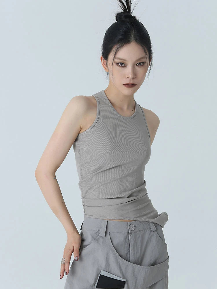 Marigold Shadows Shirts Santdee Irregular Tank - Gray