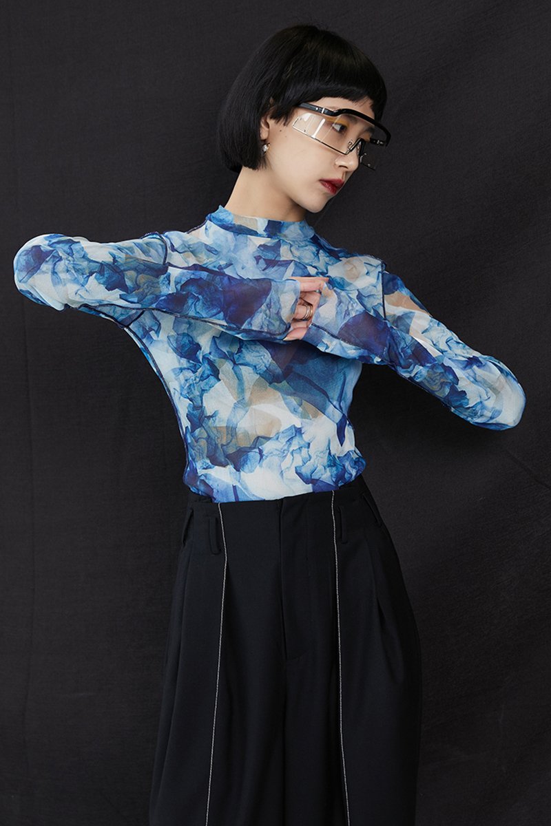 Marigold Shadows shirts Sayo Long Sleeve Printed Shirt