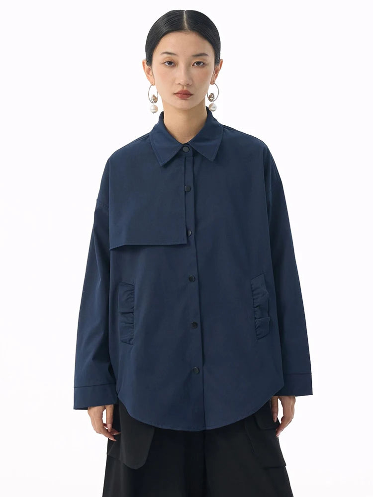 Marigold Shadows Shirts *** Sherpee Ruffle Pocket Button Up