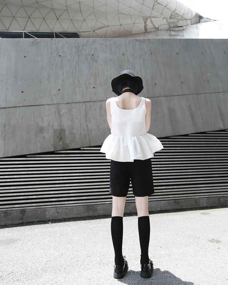 Marigold Shadows shirts Tomiko Ruffle Sleeveless Tank Top - White