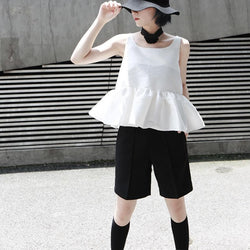 Marigold Shadows shirts Tomiko Ruffle Sleeveless Tank Top - White