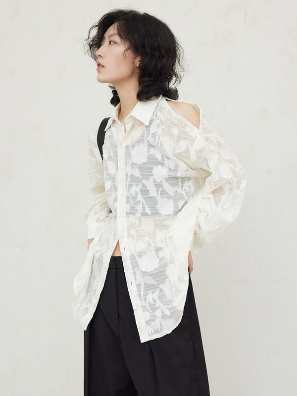 Marigold Shadows Shirts & Tops Deena Sheer Floral Shirt