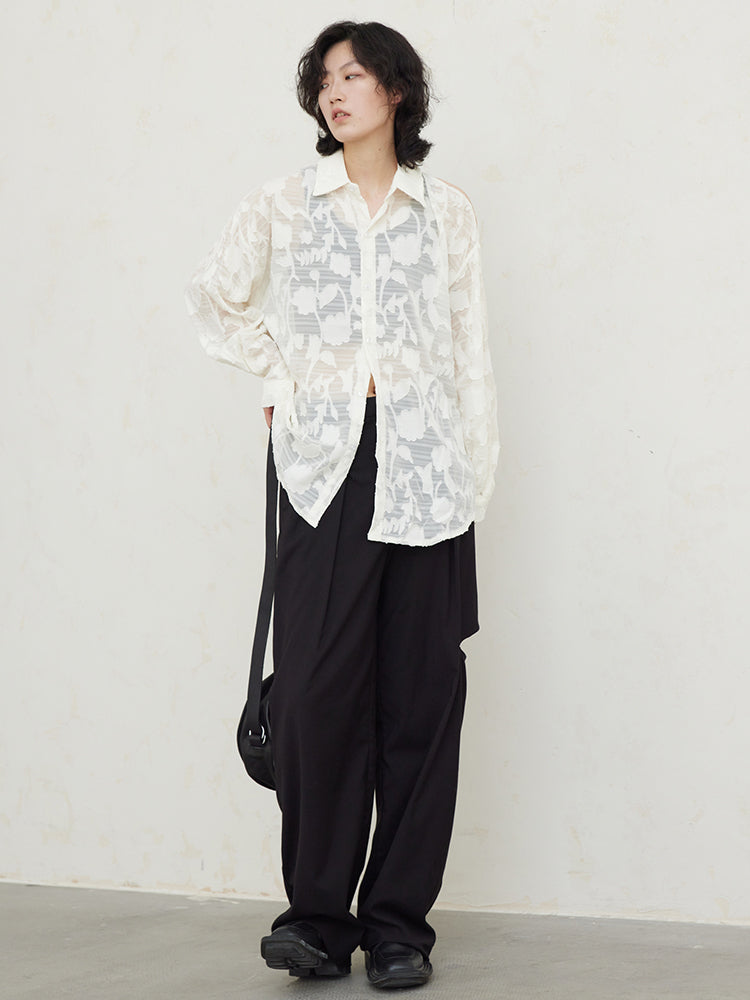 Marigold Shadows Shirts & Tops Deena Sheer Floral Shirt
