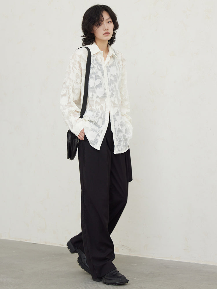 Marigold Shadows Shirts & Tops Deena Sheer Floral Shirt