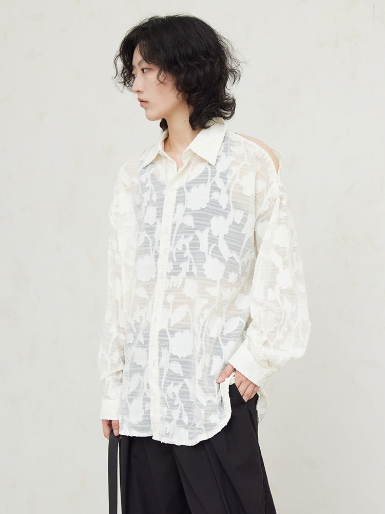 Marigold Shadows Shirts & Tops Deena Sheer Floral Shirt